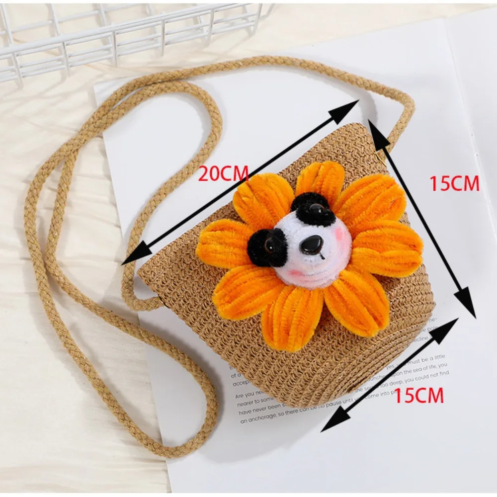 Trendy Straw Woven Bag 2024 Retro Casual Underarm Bag Cartoon Messenger Bag Party