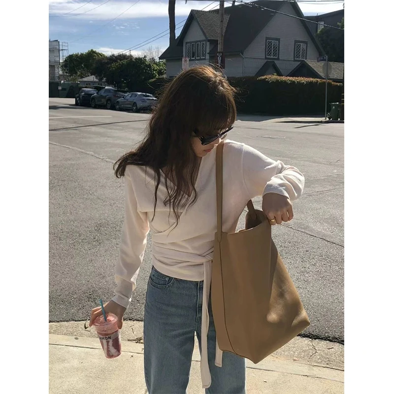 

Ele V-Ne Long Sve Knitted Sweater Women's Faionable Sweet Sle Dongda Gate 26 Autumn Season One-Piece Belted Design