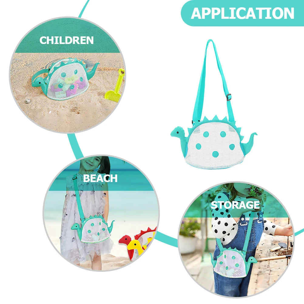 กระเป๋าชายหาดสำหรับเด็ก กระเป๋าตาข่ายใส่ของเล่นลายเปลือกหอย อุปกรณ์จำเป็นสำหรับเด็กๆ ที่เล่นทราย