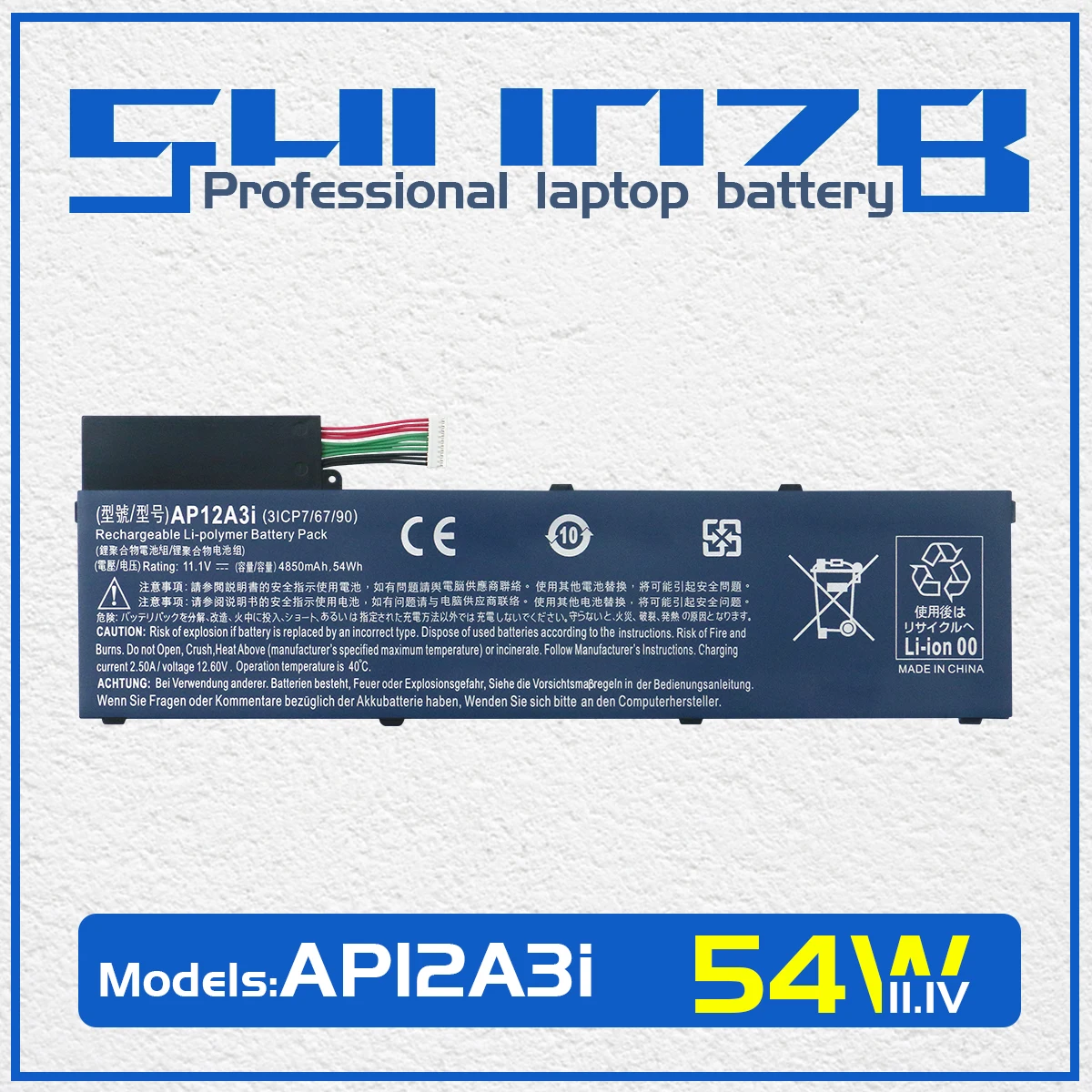 

SHUOZB AP12A3i Laptop Battery For Acer Aspire Timeline Ultra M3 M5 M3-581TG M3-481TG M5-481TG M5-581TG AP12A4i 11.1V 4850mAh