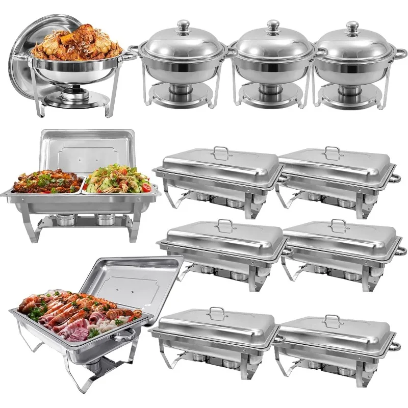 Chafing Dish Buffet Set 12 Pack, Buffet Servers and Food Warmers Chafing Servers for Parties Catering Wedding (4 Packs 6QT