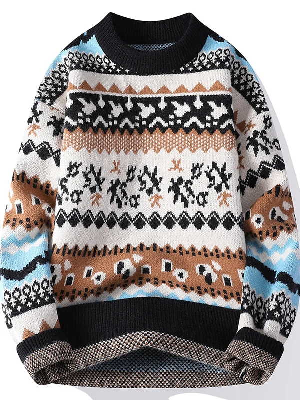 

Мужской трикотажный свитер с круглым вырезом, вышивкой, длинными рукавами, теплый, для повседневной носки, из смесового полиэстера, мягкий, комфортный, осенний.