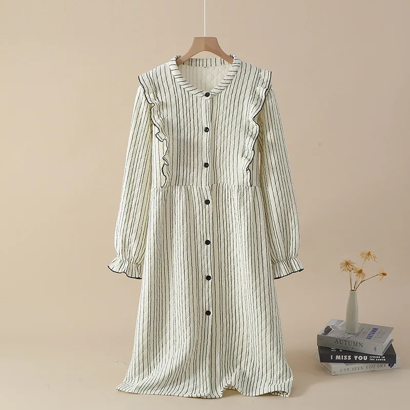 

Осенне-зимние женские трехслойные хлопковые пижамы-сэндвич из хлопка, теплая и милая домашняя одежда, одежда для родов