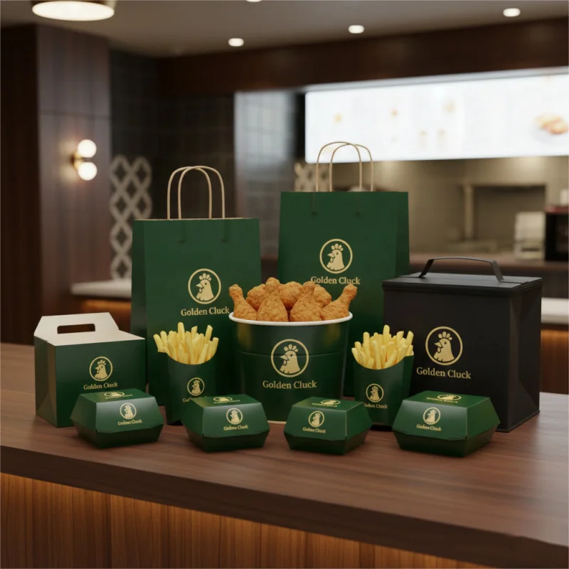 custom.Custom Fast Food Paper Boxes with Fries Burger Chicken Hamburger Hot Dog Takeaway Packaging