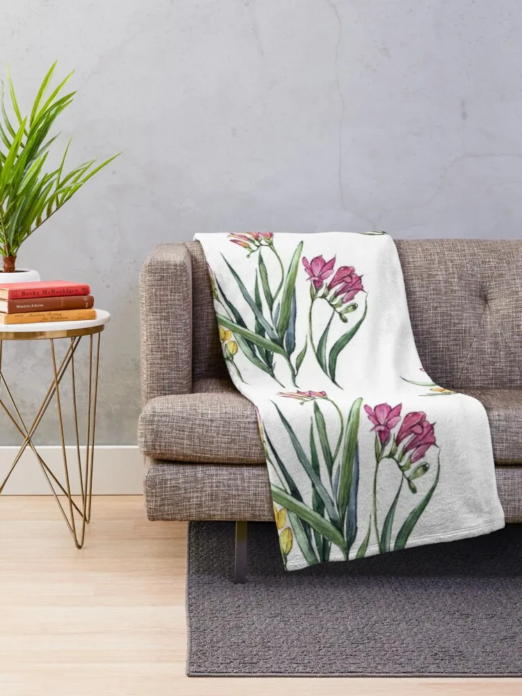 freesias Throw Blanket Fluffys Large Furry Vintage Beautifuls Flannel Blankets