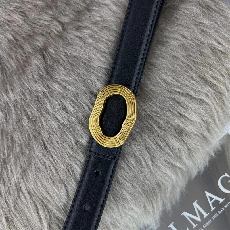 ผู้หญิง Vintage Gold Buckle ของแท้หนังรัดตัวหญิง Cummerbund Coat เข็มขัดชุด Decration เข็มขัดแคบ J045