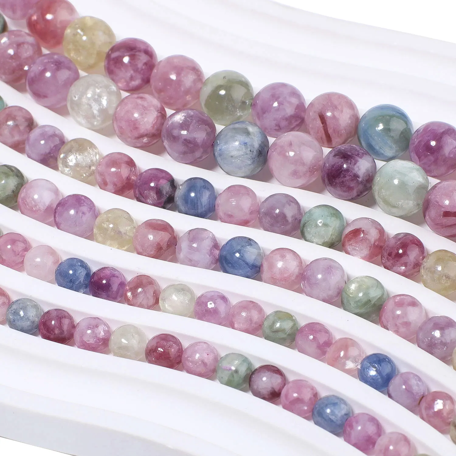 AAAA Natürliche Bunte Mica-Edelsteinperlen 6 8 10mm Runde Lose Abstandsperlen für Schmuckherstellung DIY Armband Zubehör – Detail 3