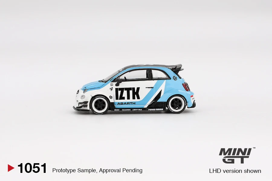 Minigt 1:64 abarth 595 LB-WORKS x abas funciona iztk MGT01051-CH carro brinquedos de liga veículo motorizado modelo de metal fundido para crianças