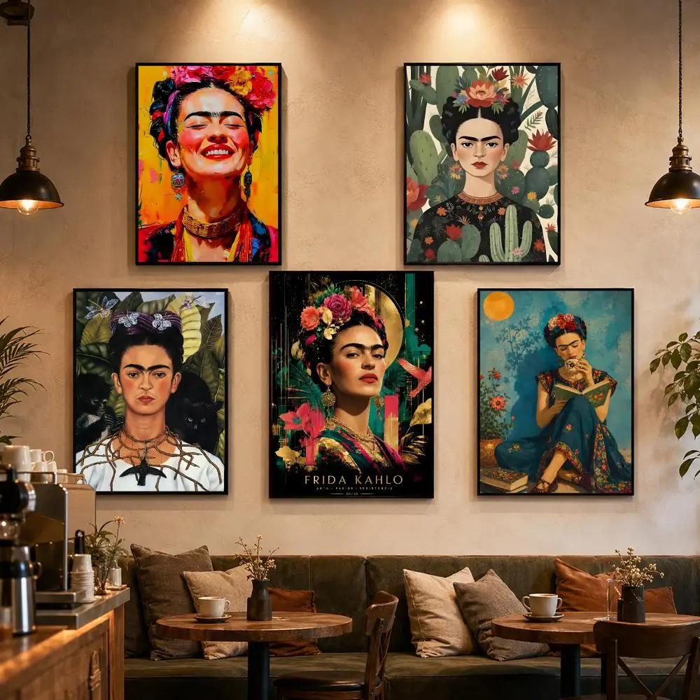 Art F-Frida Kahlo Poster Self-adhesive Art Waterproof Paper Sticker Coffee House Bar Dorm Room Wall Decor