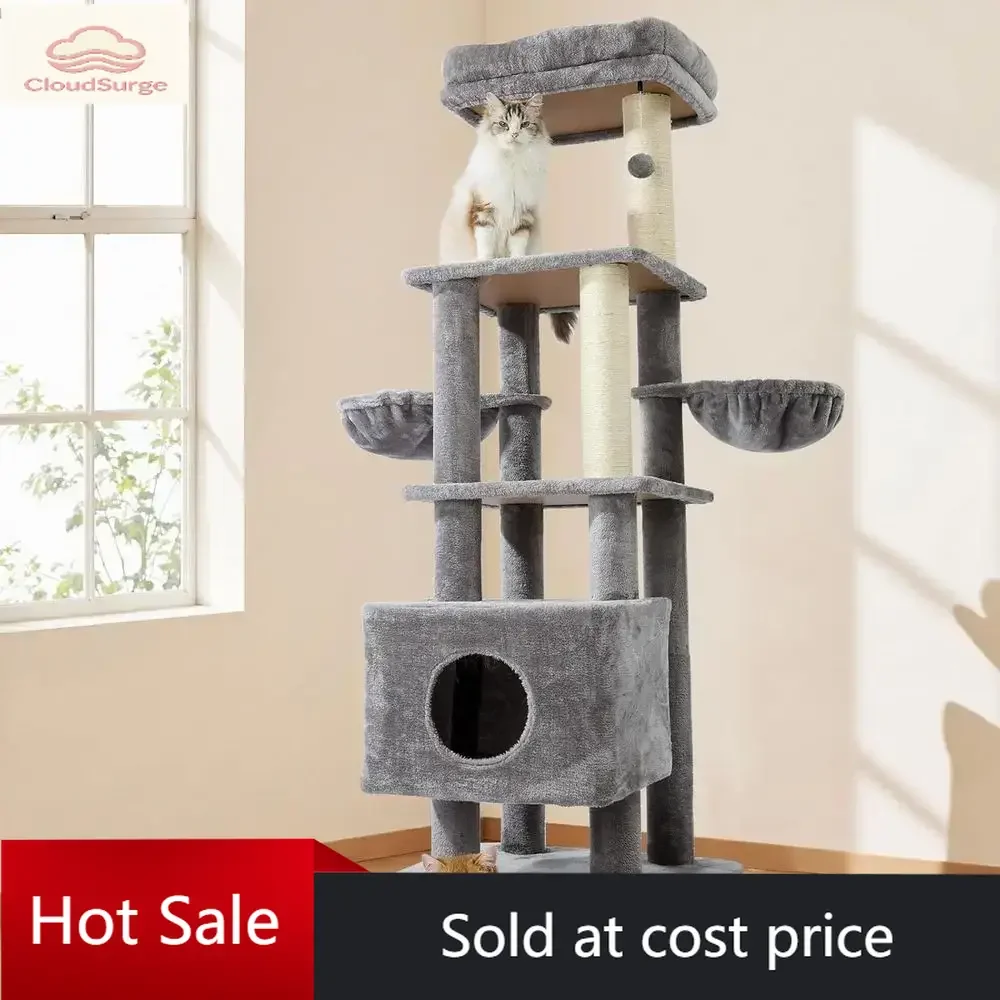 

Activity limited-time pricePromotionPromotion65 Multi-Level Heavy Duty Cat Tree for Large Cats with Sisal Scratching Post, Hammo
