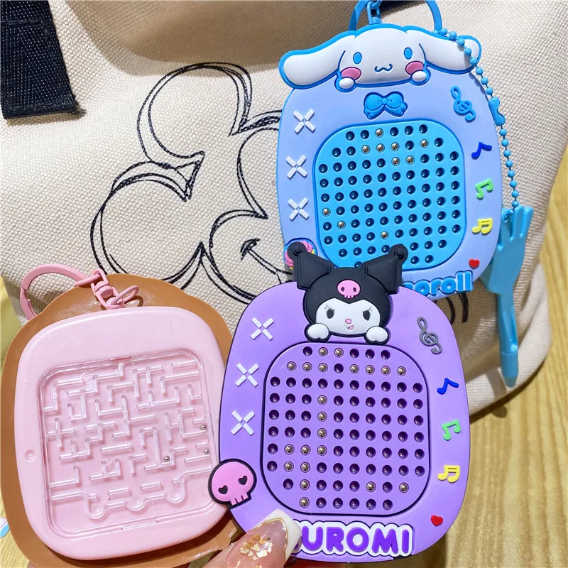 Hello Kitty Cute Cartoon Anime Peripherals Toy Maze Decompression Healing Magnetic Suction Steel Ball Graffiti Key Chain