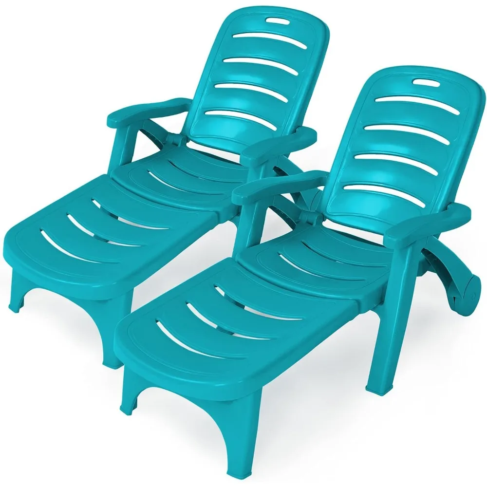 

Outdoor Chaise Lounge Chair: 5-Position Adjustable Recliner with Integrated Wheels, a Weather-Resistant Folding Lounge Perfect