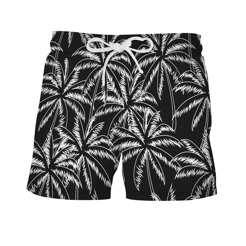 Hawaiian 3d Print Plants Beach Shorts Men Summer Street Short Pants Outdoor Sports Surf Board Shorts Quick Dry Swim Trunks