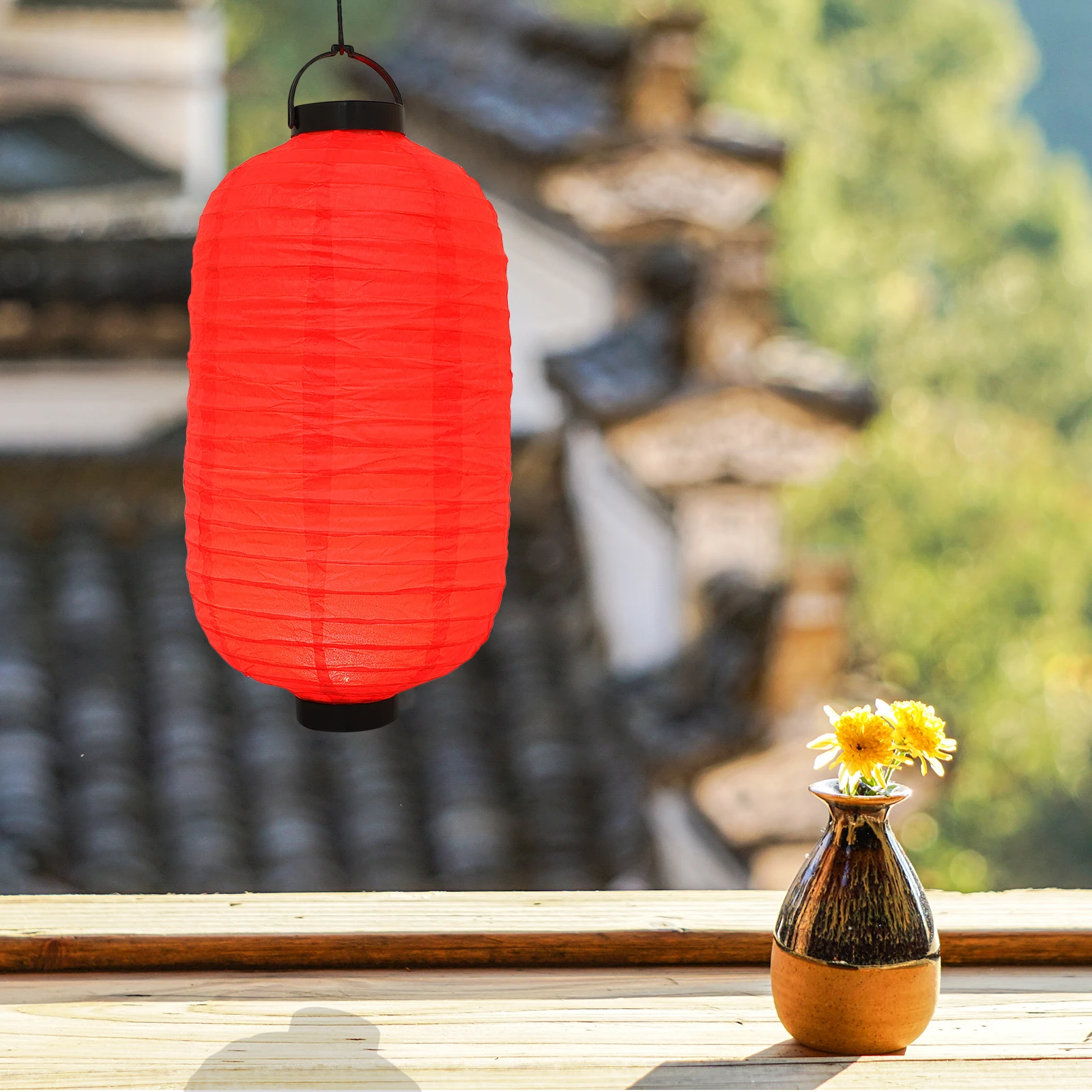 

3pcs Red LED Winter Melon Lanterns Japanese Style Powered Hanging Paper Decor for Festival Home Bedroom Party