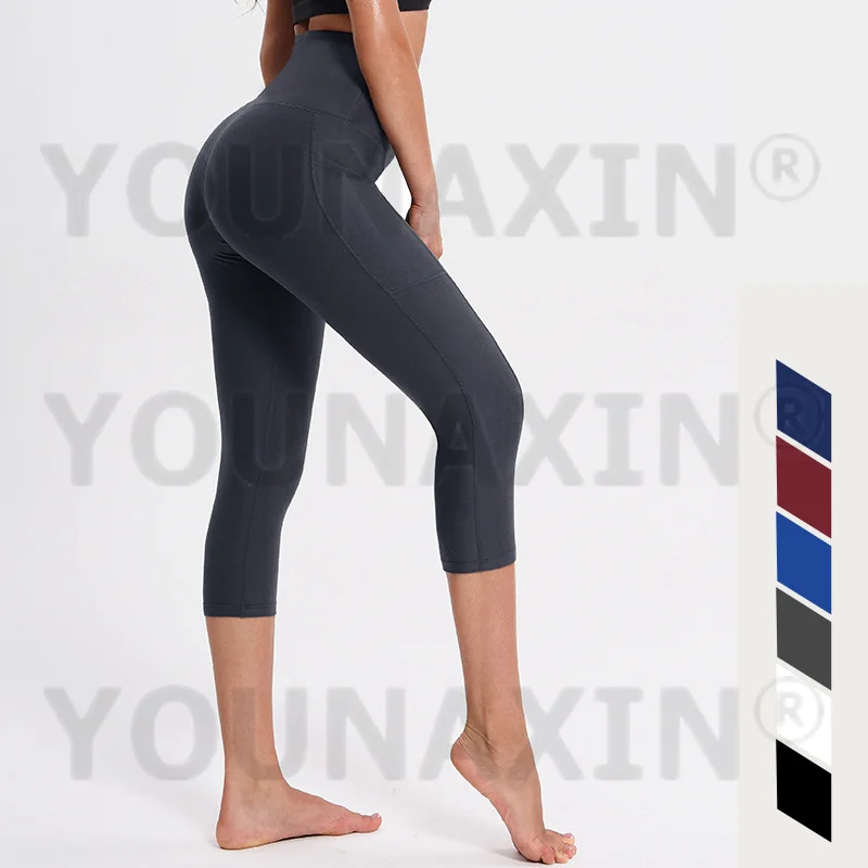 Women's Pro Yoga Cropped Pants With Pocket Gym Training Tight Fitness Clothes Running Sportswear Leggings M L XL 2XL 3XL 4XL