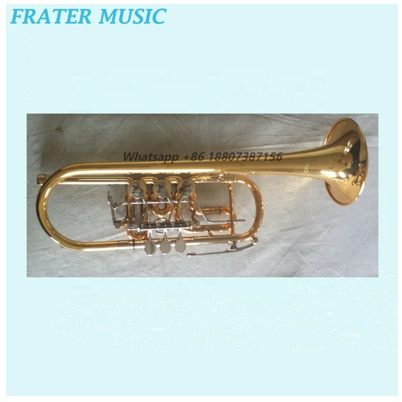 

Professional C Tone One Piece Hand Hammered Bell Rotary Trumpet With Silver Plated / Lacquer / Bare Copper Surface (JTR-430)