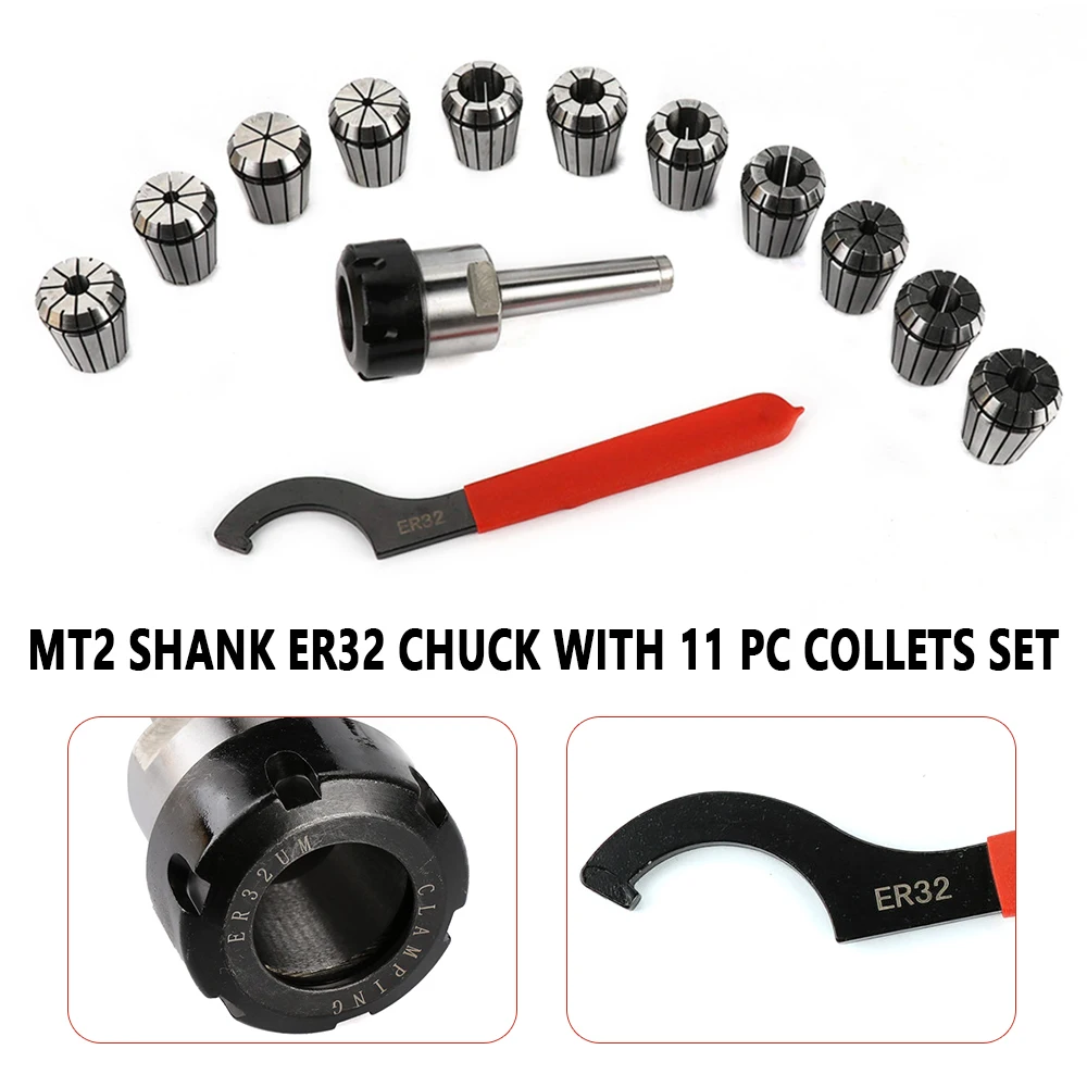 MT2 Shank & Spanner Fits Milling Machine 11 * Precision ER32 Collet Chuck Kit