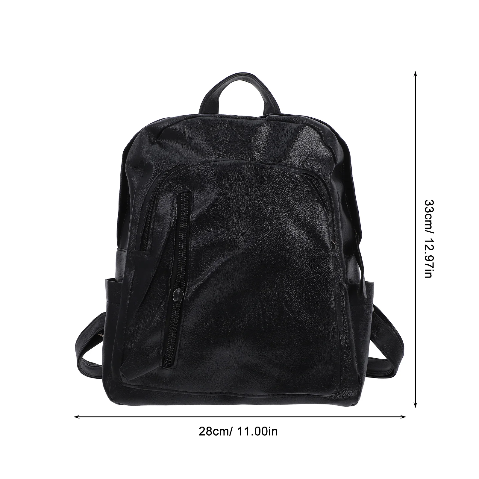 حقيبة ظهر عصرية من البولي يوريثان باللون الأسود ذات سعة كبيرة حقيبة كتف للسفر المدرسية مضادة للسرقة وسحاب حقيبة ظهر من البولي يوريثان