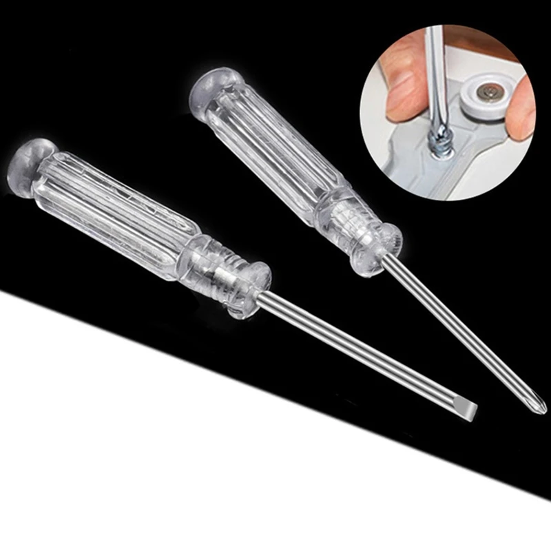 Slotted /Phillips Screwdriver with Clear Plastic Handle Cross-head Screwdriver 3.0mm Screwdriver Carbon Steel Blade