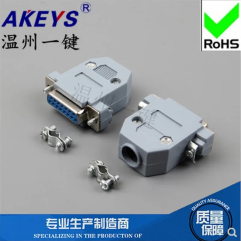 10 PCS VGA Interface DB15 Pin Double Row Blue Core Female VGA Adapter Interface Gray Plastic Shell