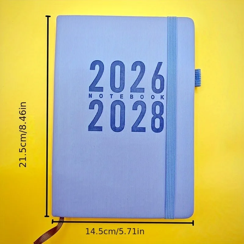 تقويم مخطط شهري لمدة 3 سنوات 2026-2028-يناير إلى ديسمبر، غلاف ناعم مع حامل أقلام مرن، كتابة مذكرات تصميم بسيط