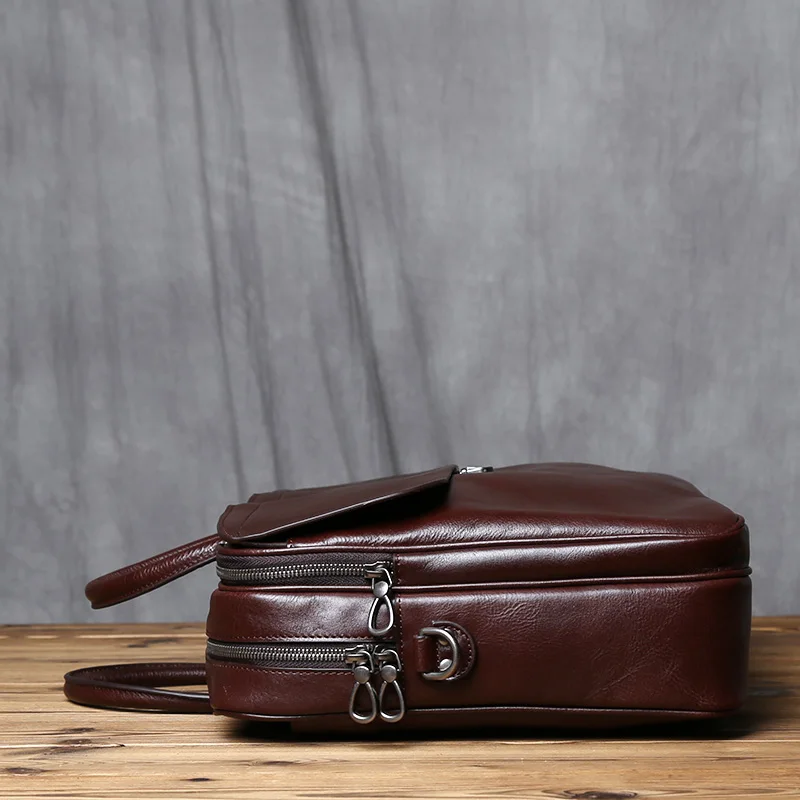 NZPJ Echtes Leder Herren Aktentasche Vintage Natürliche Rindsleder Handtasche Große Kapazität Umhängetasche Lässige Mode Computer Tasche – Detail 7
