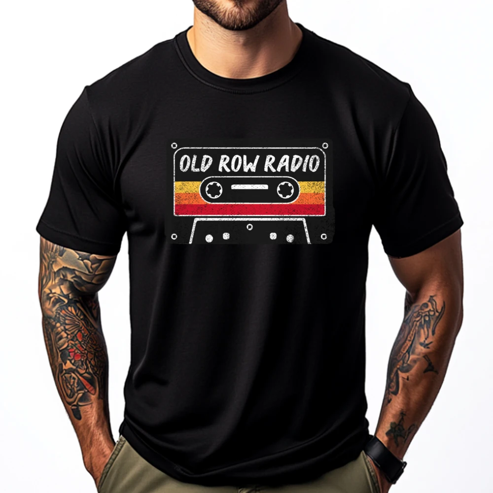 

Old Row Radio Cassette Black Shirt Graphic Tees T Shirt Men Mens Tshirts Christmas Camiseta Masculina