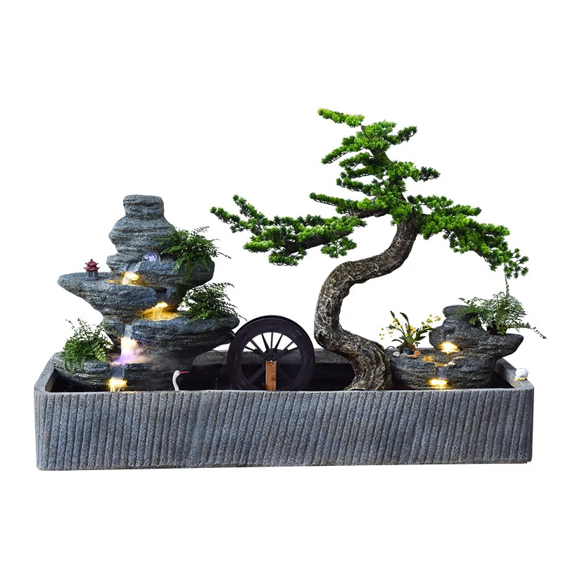 Large rockery waterfall fountain, hotel villa garden, indoor and outdoor courtyard fish pond ornament