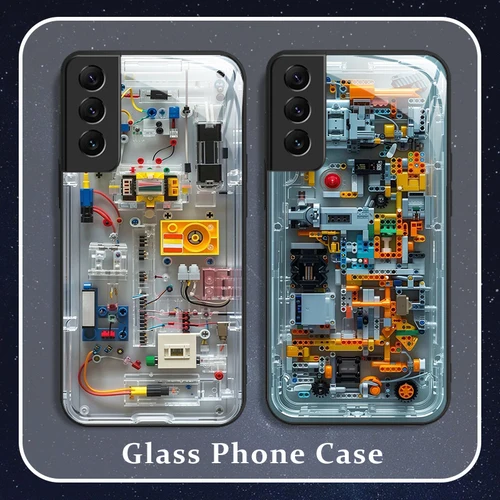 고급 회로 기판 강화 유리 케이스, 삼성 갤럭시 S22 S24 울트라 S23 플러스 S21FE M55 M54 M33 5G 충격 방지 휴대폰 커버 