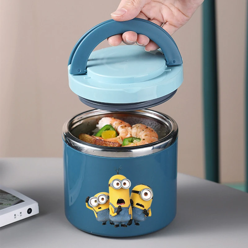 Minionses Lunch Box Cute Anime Figure Print Meal Boxes Large Capacity Portable Bento Case Cartoon Food Insulation Lunch Bag Hot view 2