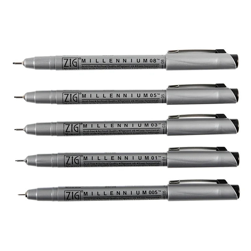 Japan Kuretake Silver Fine Line Pen Comic Black MS Waterproof Fine Line Pen Kawaii Stationary 1PCS