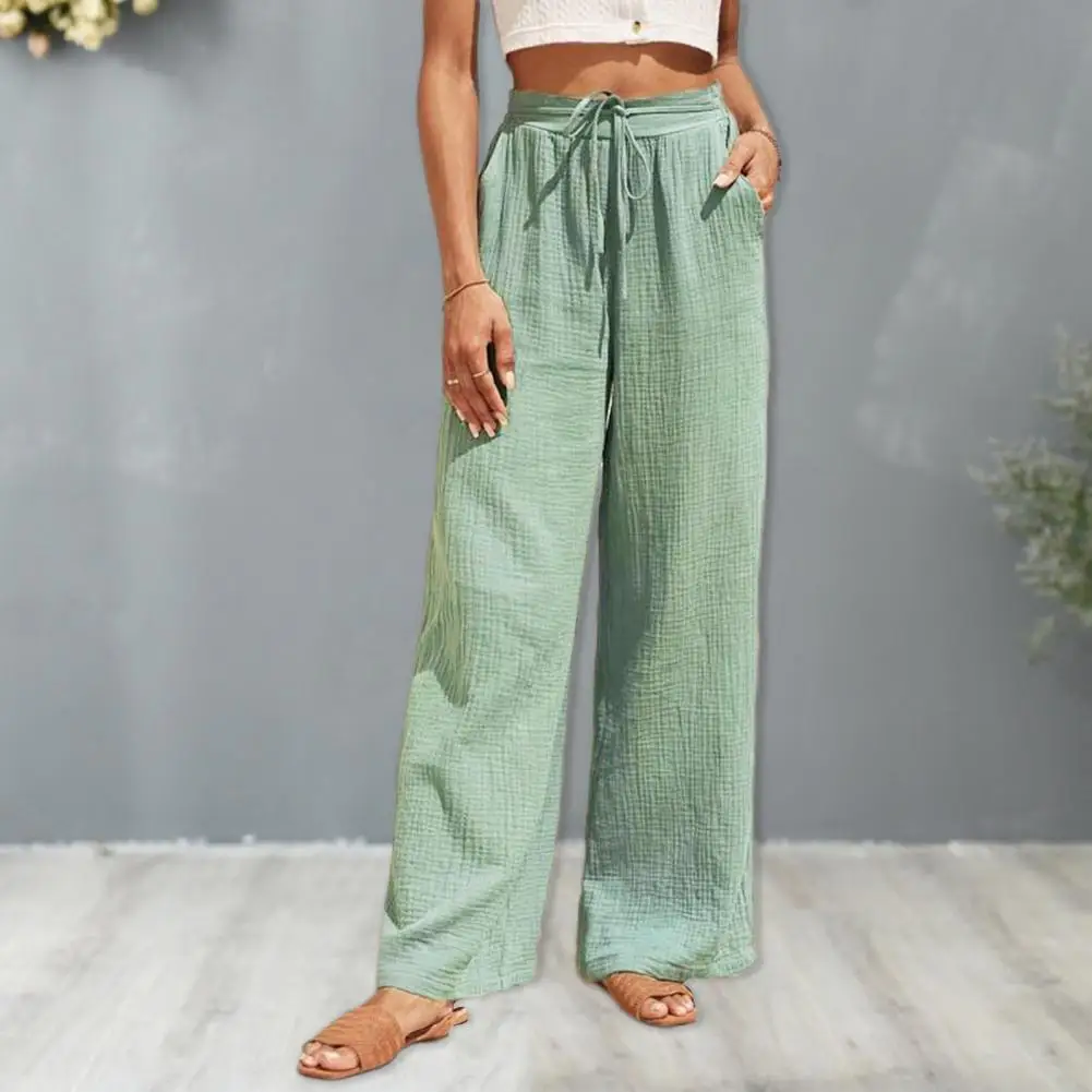 2024 Nowe proste spodnie damskie z szeroką nogawką Letnie spodnie codzienne z wysokim stanem dla kobiet Luźne spodnie w jednolitym kolorze dla kobiet