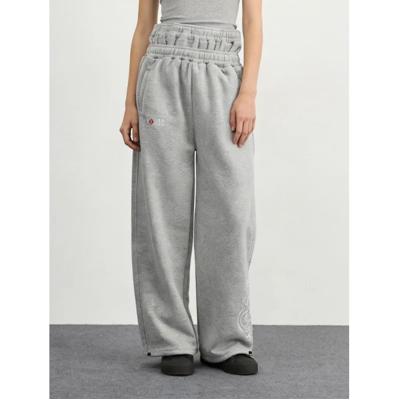 European and American fashion-inspired casual streetwear style heart embroidery wide-leg pants new arrivals