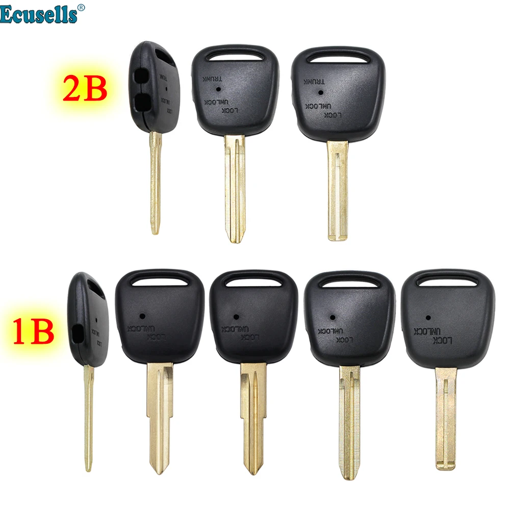 Ecusells Side 1 Button 2 Button Replacement Remote Key Shell for Toyota TOY48 TOY43 Uncut Key