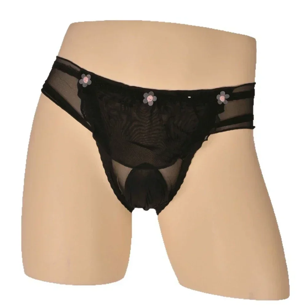 

Breathable Mid-rise Sexy Briefs Transparent Underwear Sweet Style Breathable Fabric New Condition Sheer Design