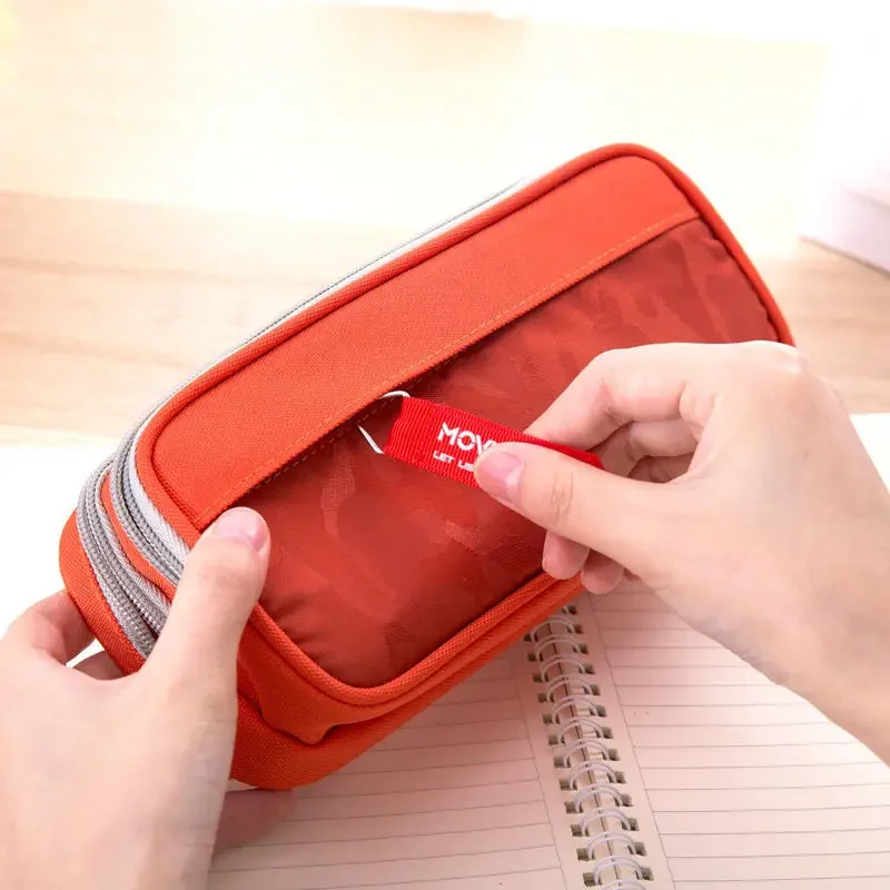 Double Zipper Camouflage Canvas Pencil Case Boys Pencil Bag School Stationery Bag Student Pen Case School Supplies Storage Bags image 4