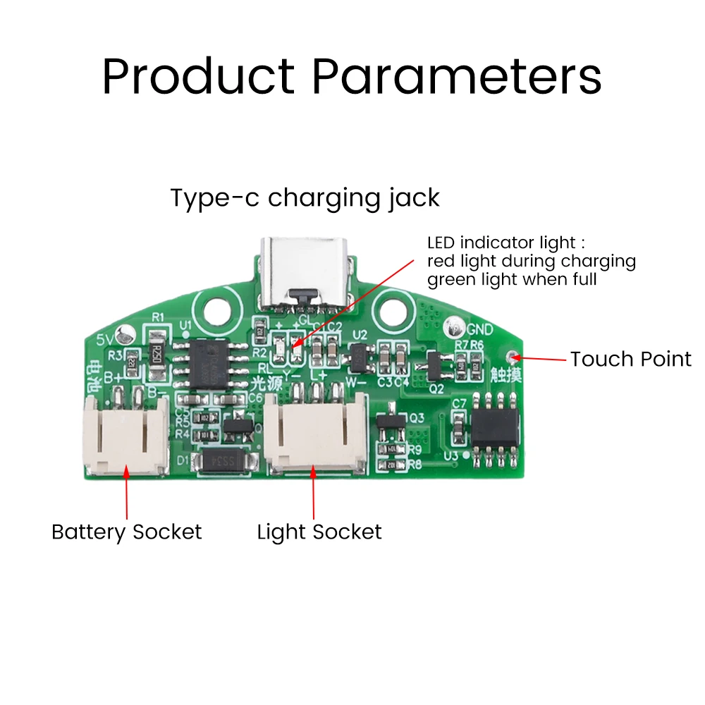 TYPE-C circuito della lampada da tavolo ricarica USB modulo di controllo della luce notturna a LED ricarica Touch Dual Color Board dimmer 3.7V