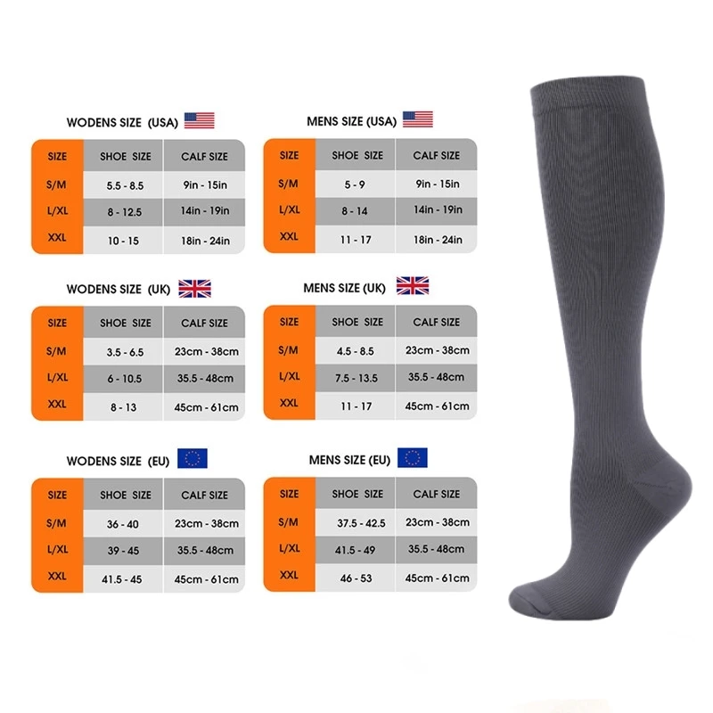 Compression Stockings Blood Circulation Promotion Slimming Compression Socks Anti-Fatigue Comfortable Solid Color Socks YSZ03