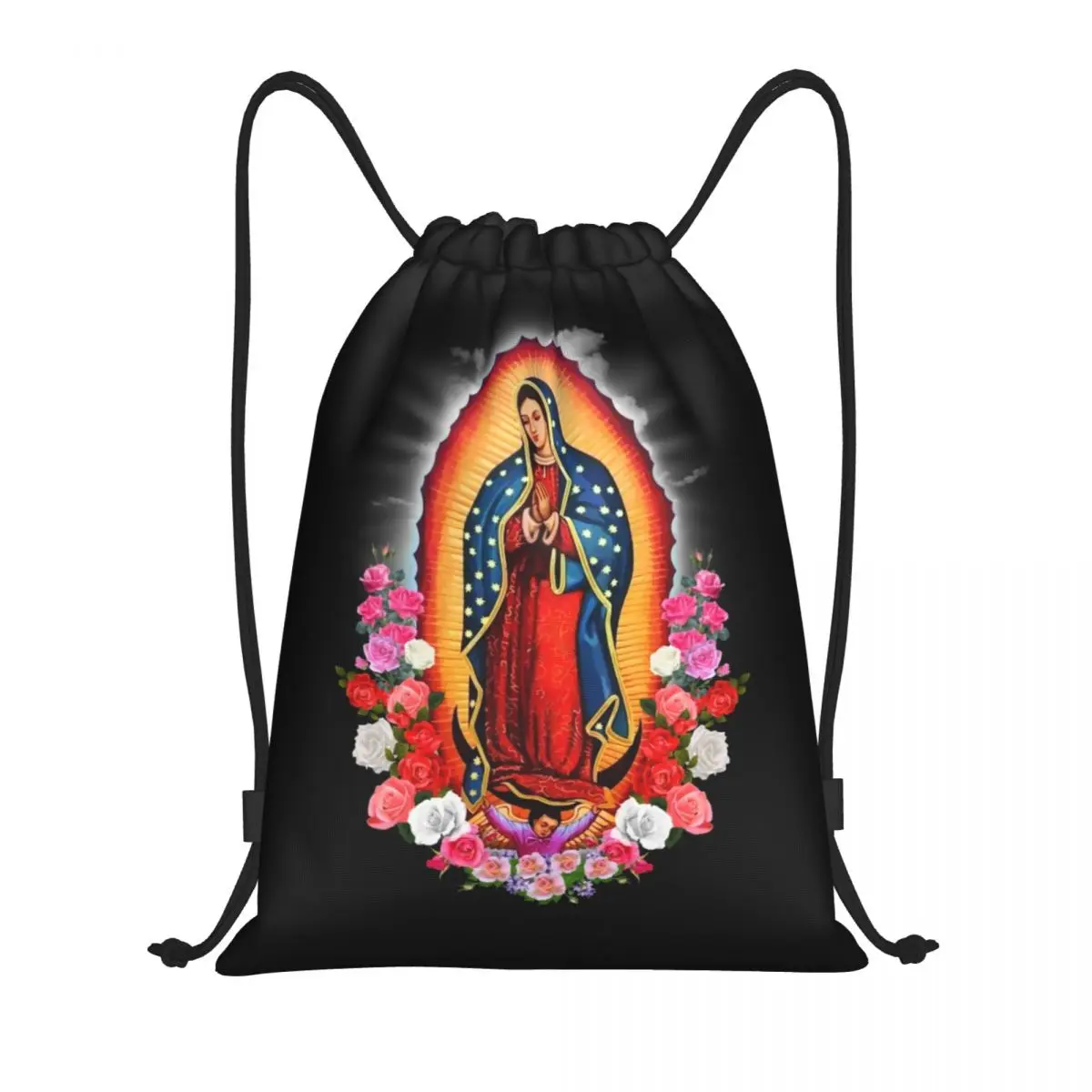 

Сумки на шнурке Девы Марии Гваделупской на заказ для мужчин и женщин, легкий Мексиканский католический Святой спортивный рюкзак для хранения в тренажерном зале