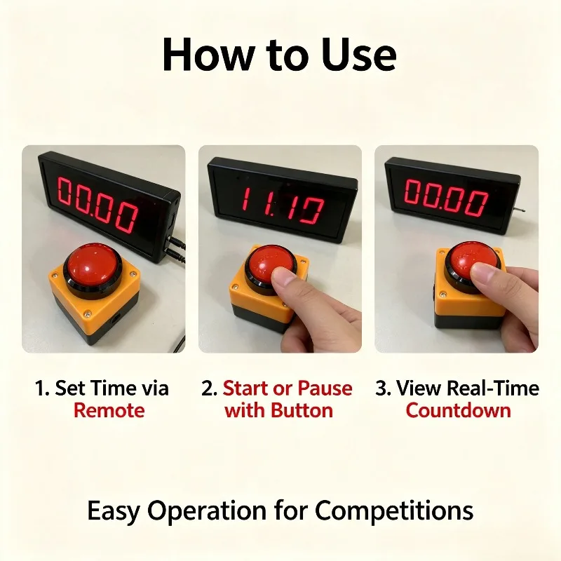 Competition Timer LED Digital Display, Plug in Model,Training Speech, Dedicated Timing, Stopwatch Counter