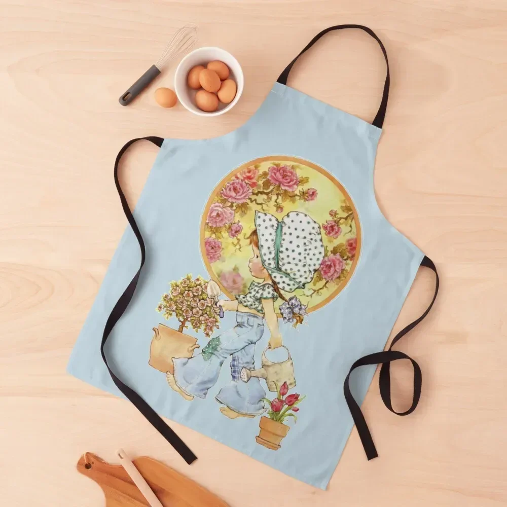 Sarah Kay - Girl, roses and watering can (Ziggurat color) Apron Cute Kitchen Accessories Kitchen Items Apron