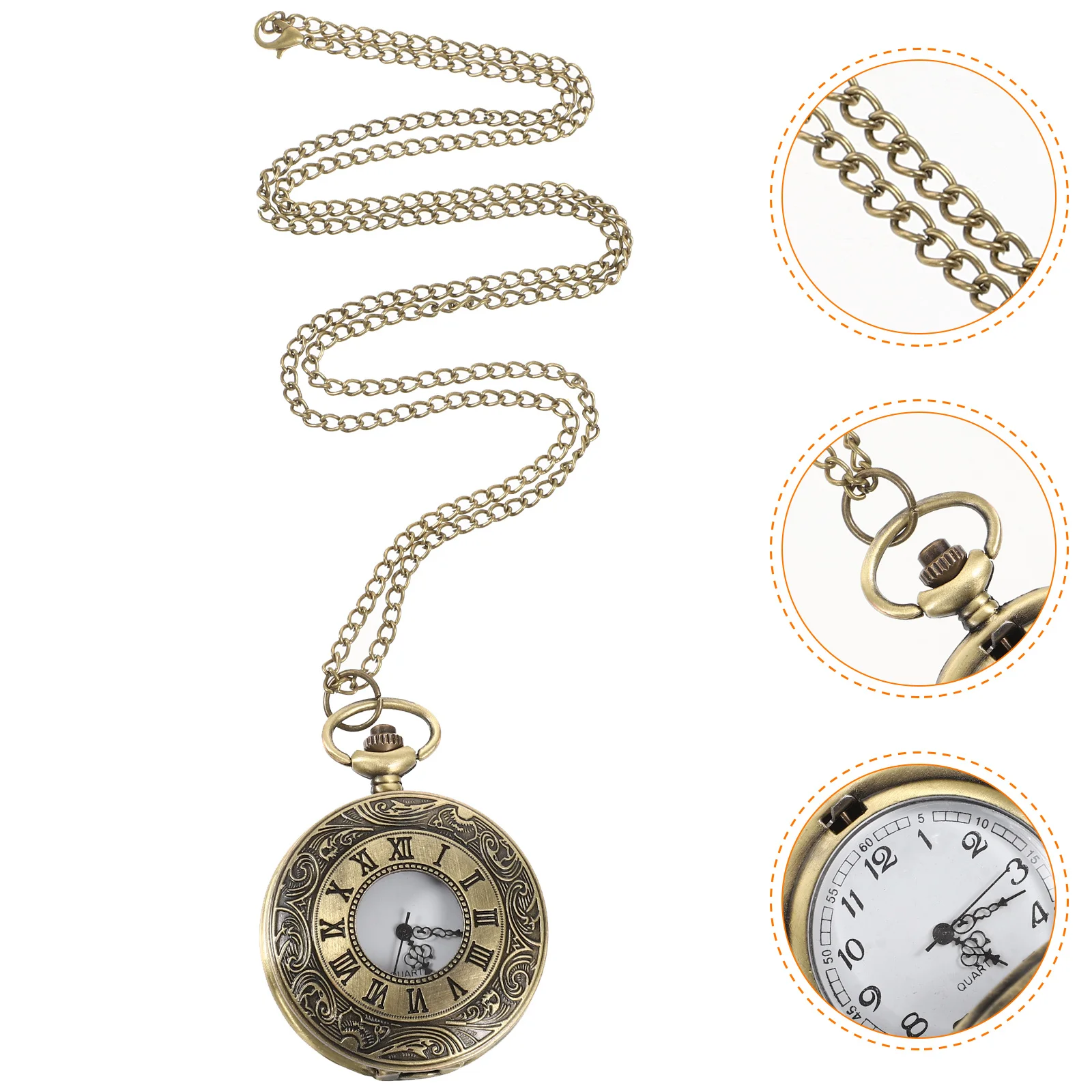 

Vintage Pocket Watch Men Women Exquisite Pattern Timeless Accessory Retro Style Compact Lightweight Decorative Pendant