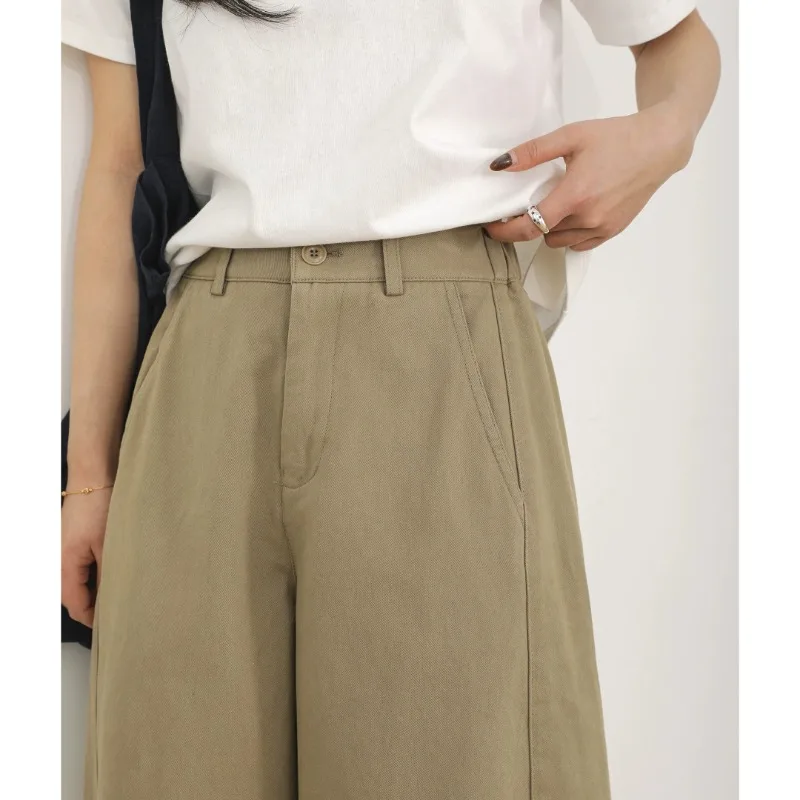 Koreanische lässige, einfarbige Basic-Hosen für Damen, modische, schlichte All-Match-Damenhosen, Sommer, neue lässige, weiche, lange Hosen in Übergröße – Detail 4