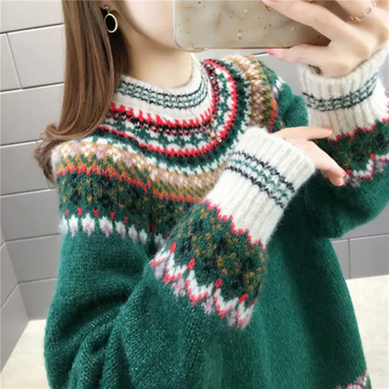 Woman Sweaters Vintage Sweater Women's Pullover Autumn Winter Loose Knitwear Femme Chandails Pull Hiver