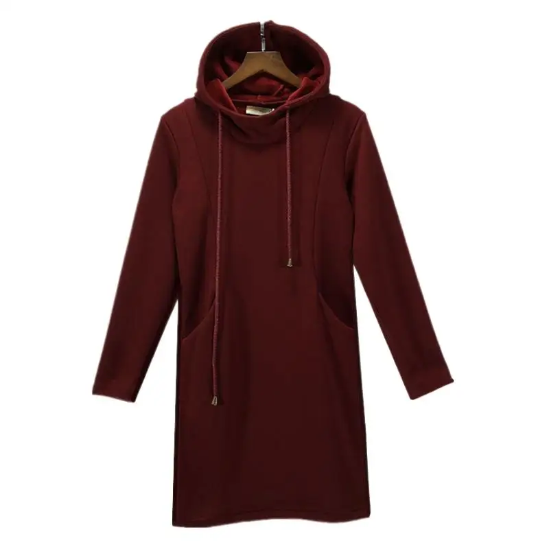 

2026 Autumn Winter Women Casual Solid Color Hoodies Sweatshirts Dress Black Gray Red Blue Hoodies & Sweatshirts Mini Dresses