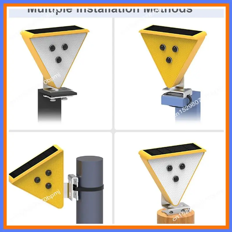 BAAE Solar Warning Light LED Flashing Safety Light Solar Powered Caution Strobe Lights Yellow
