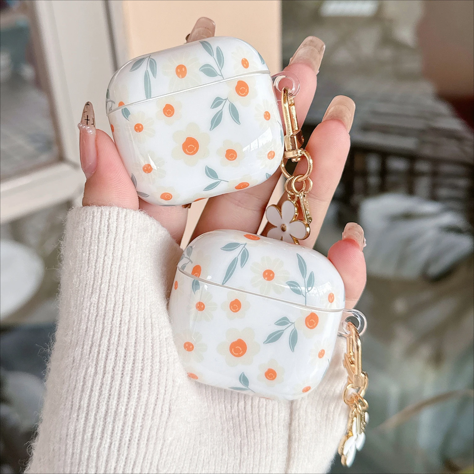 

Cute Flower Earphone Cover For AirPods 4 3 2 1 Pro2 4th Case TPU PC Shockproof Headphone Coque For Apple AirPods Pro 2 2nd Cases