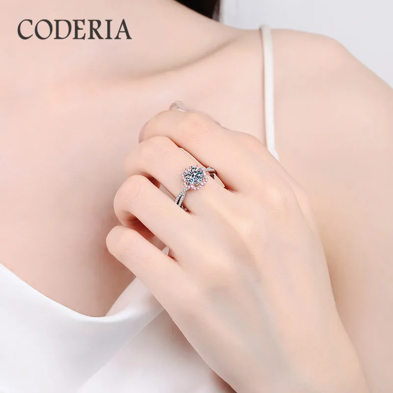 100% Moissanite D Color 925 Sterling Silver 1 Carat Wedding Ring Plated Platinum Luxury Women Gift Engagement Jewelry