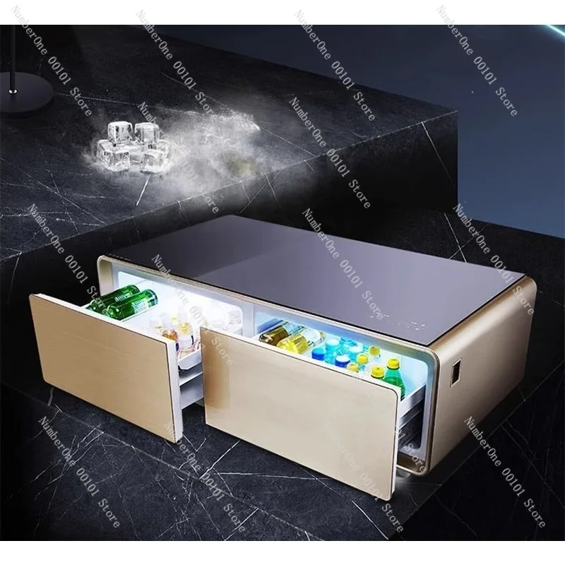 Tempered Glass Smart Coffee Table Refrigerator Combo for Living Room 2026 Luxury Modern Multifunction Touch Screen Furniture