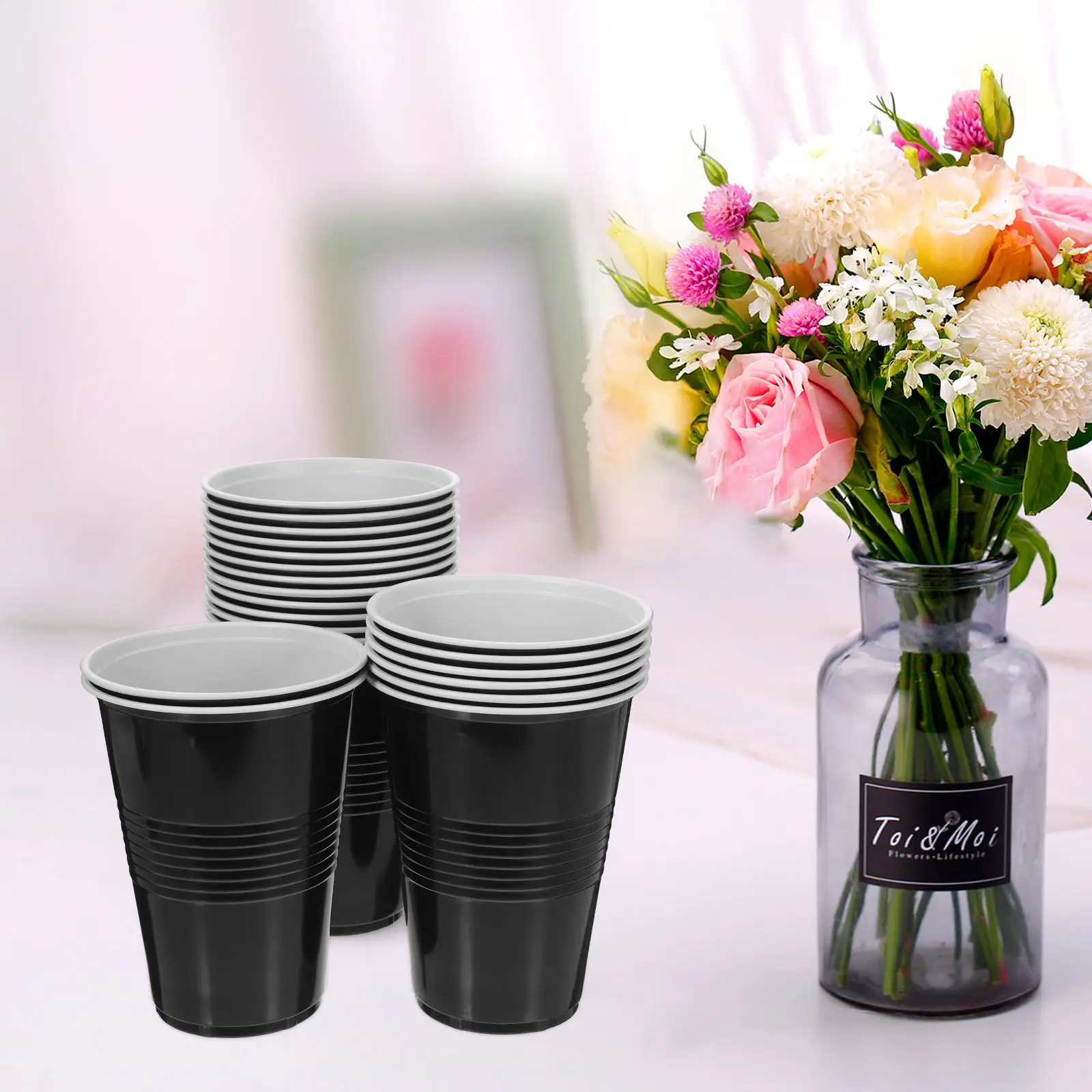 20pcs Party Tumblers Drinking Cup 16OZ Reusable Plastic Coffee Juice Beverage Cup Water Mugs Picnic Travel Party Drinkware